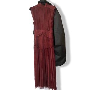 Double layer burgundy wine shade dress